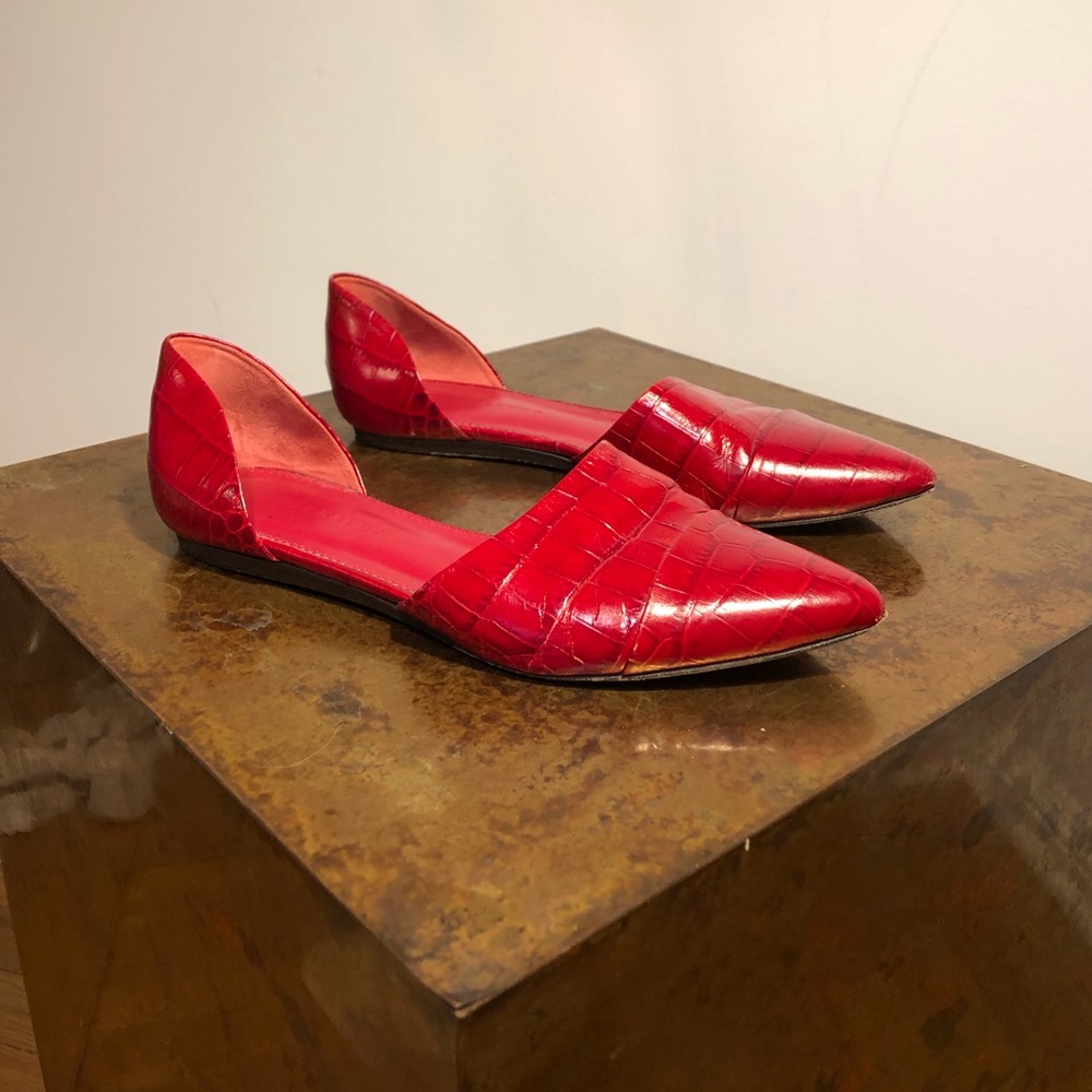 Jenni Kayne Red Croc Embossed d’orsay flats